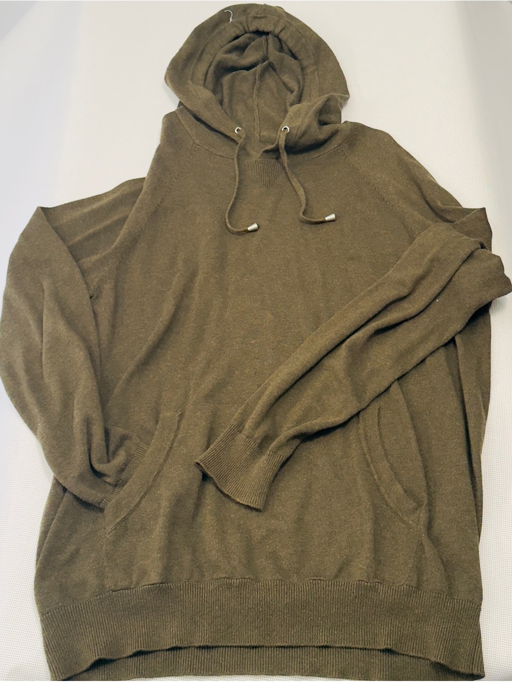 Men's Olive Drawstring Hooded Pullover Sweatshirt